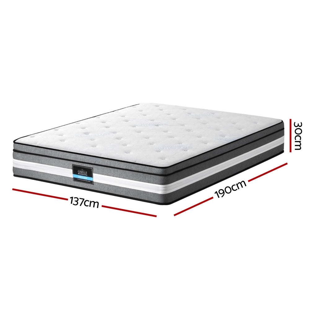 Giselle Bedding 30cm Mattress Gel Foam Pocket Spring Double MATTRESS-B-LVORY-30-D