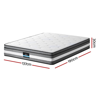 Giselle Bedding 30cm Mattress Gel Foam Pocket Spring Double MATTRESS-B-LVORY-30-D