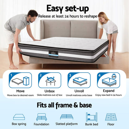 Giselle Bedding 30cm Mattress Gel Foam Pocket Spring King MATTRESS-B-LVORY-30-K