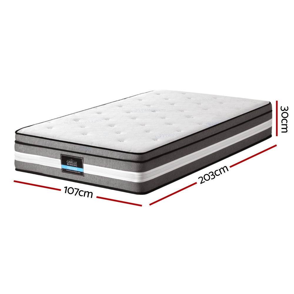 Giselle Bedding 30cm Mattress Gel Foam Pocket Spring King Single MATTRESS-B-LVORY-30-KS