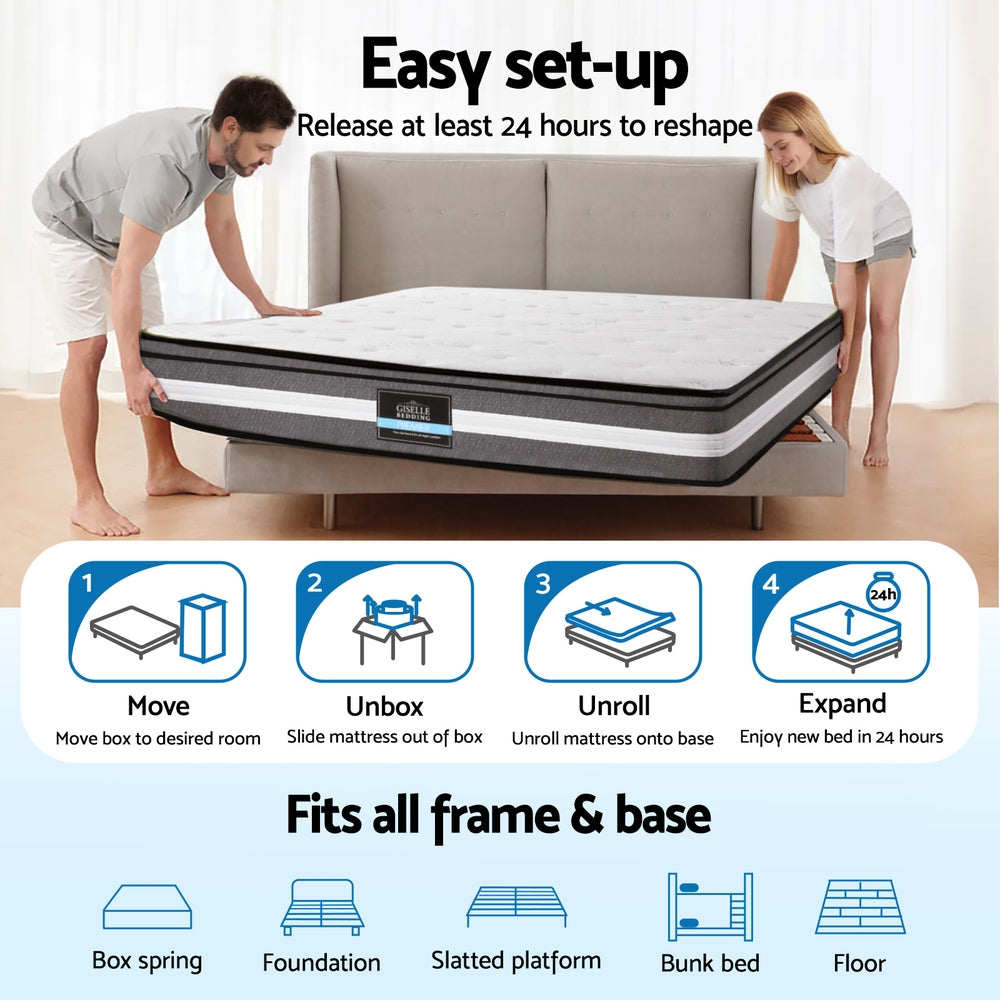 Giselle Bedding 30cm Mattress Gel Foam Pocket Spring Single MATTRESS-B-LVORY-30-S
