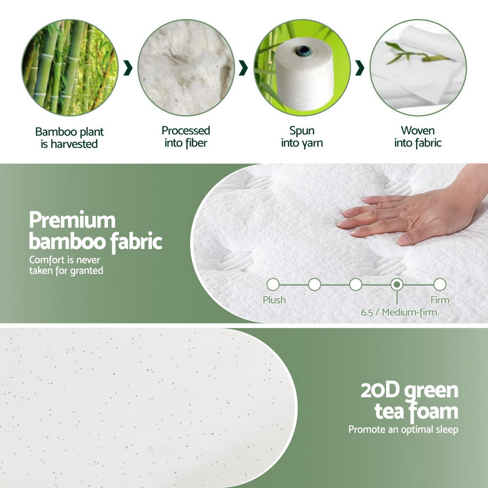 20cm Giselle Mattress Double Green Tea Mattresses MATTRESS-B-MINT-20-D
