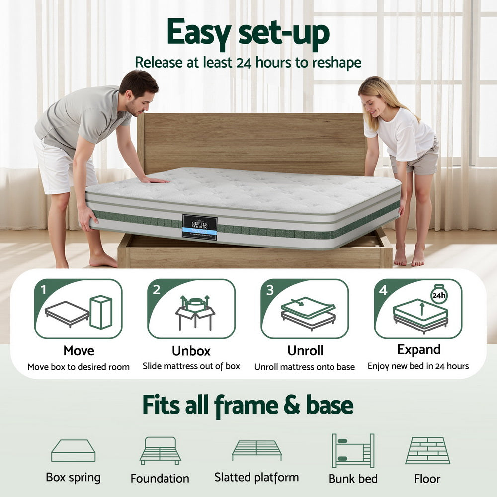 20cm Giselle Mattress King Green Tea Mattresses MATTRESS-B-MINT-20-K