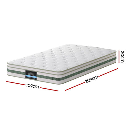 20cm Giselle Mattress King Single Green Tea Mattresses MATTRESS-B-MINT-20-KS