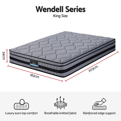 Giselle Bedding 34cm King Mattress Hybrid, Pocket Spring Bed Mattress MATTRESS-B-TT34-K