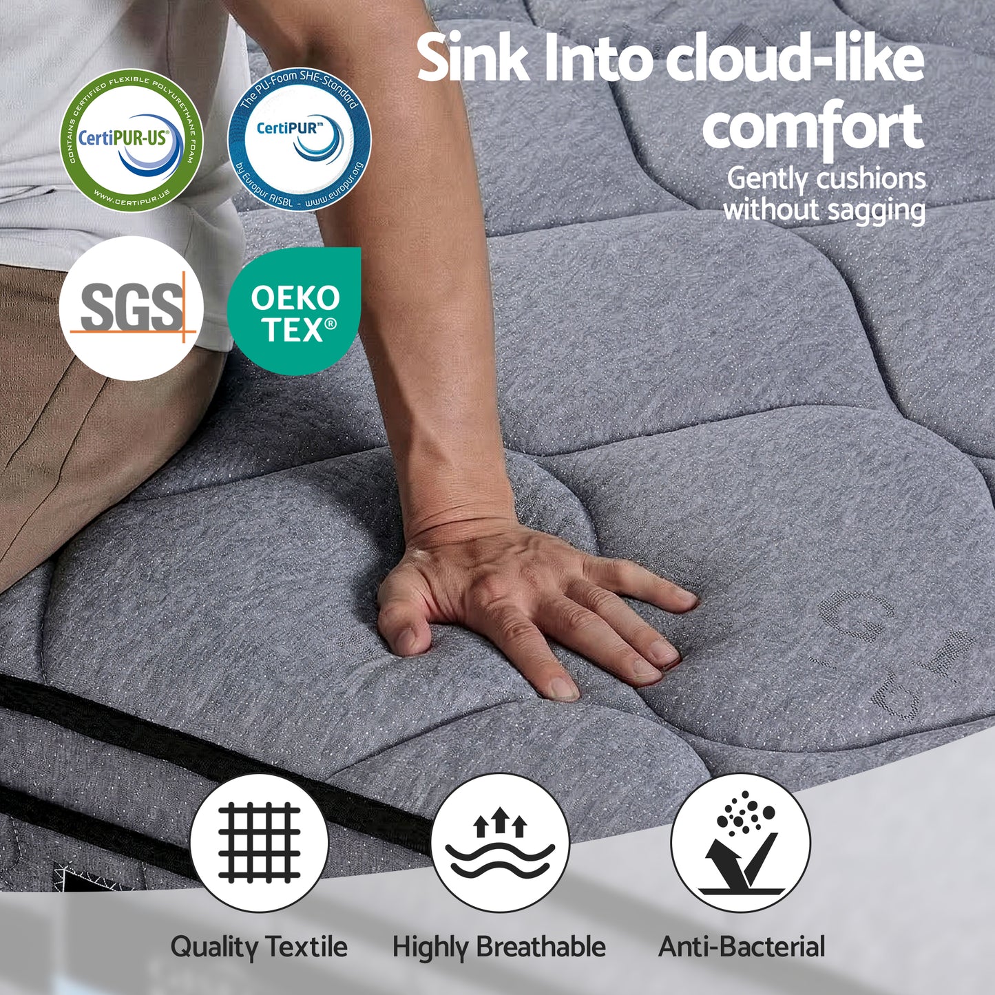 Giselle Bedding 34cm Single Mattress Hybrid, Pocket Spring Bed Mattress MATTRESS-B-TT34-S