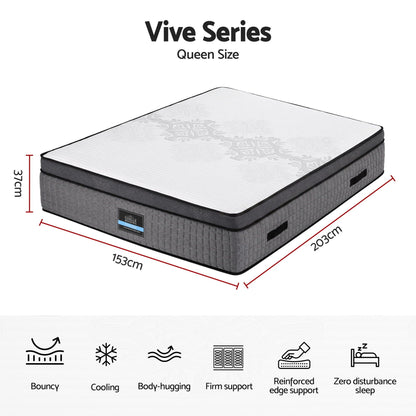 Giselle Bedding Queen Mattress 37cm 4-in-1 Adjustable Firmness Cooling Gel Memory Foam Dual-Zone Flippable for Couples