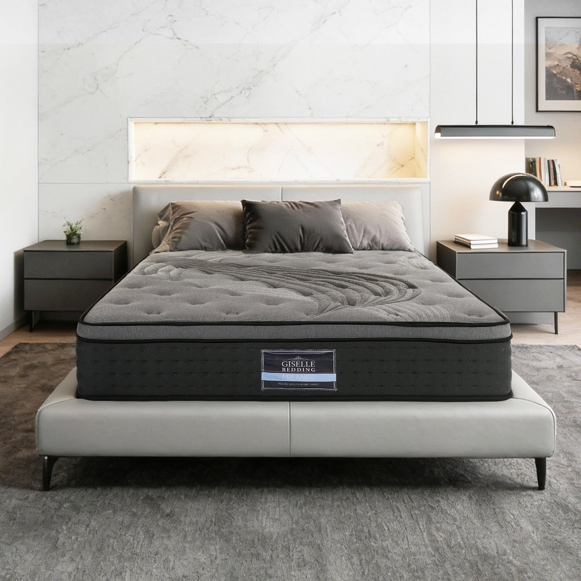 Giselle Bedding 34cm Mattress Bamboo Cover Double MATTRESS-BLACK-DOUBLE