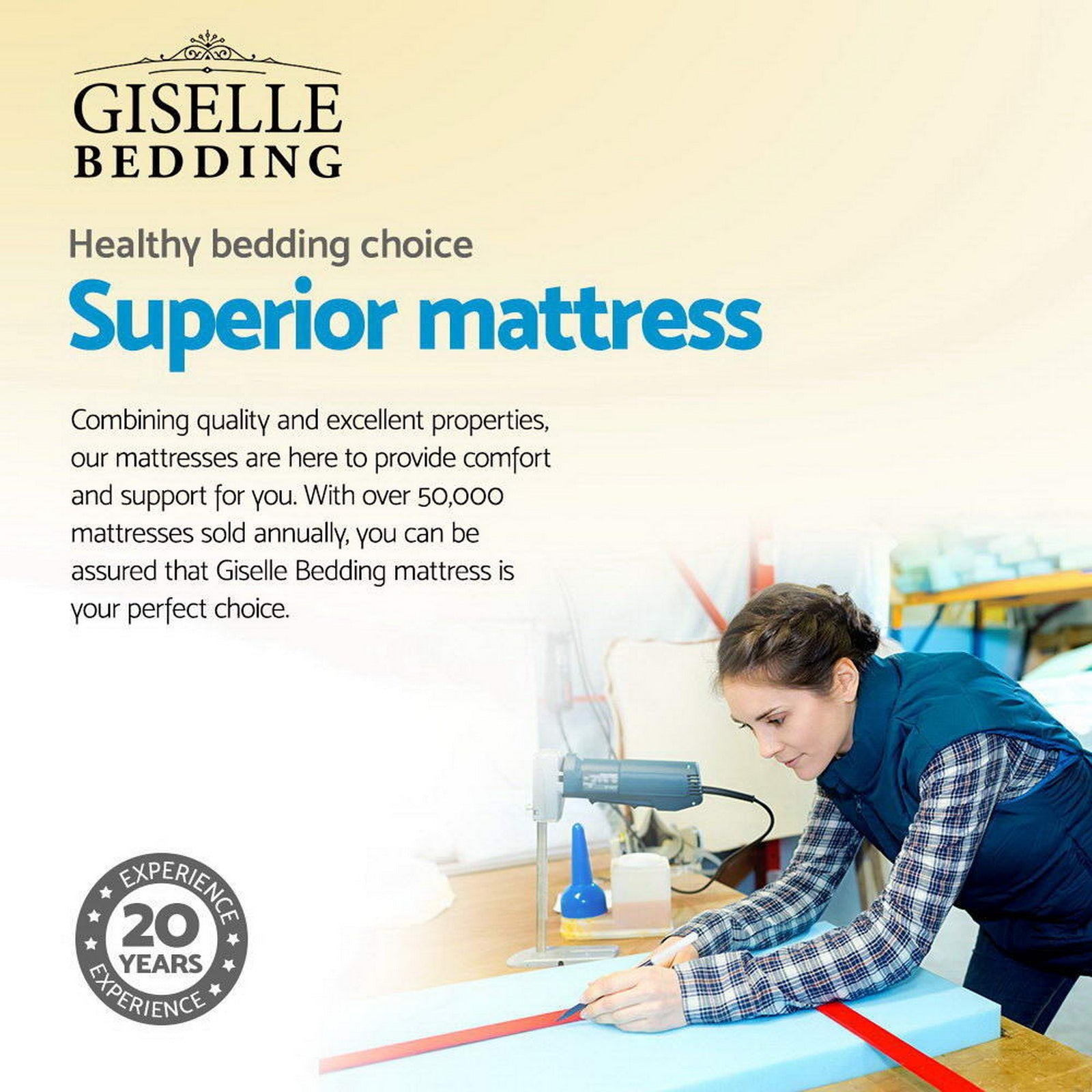 Giselle Bedding 34cm Mattress Bamboo Cover King MATTRESS-BLACK-KING