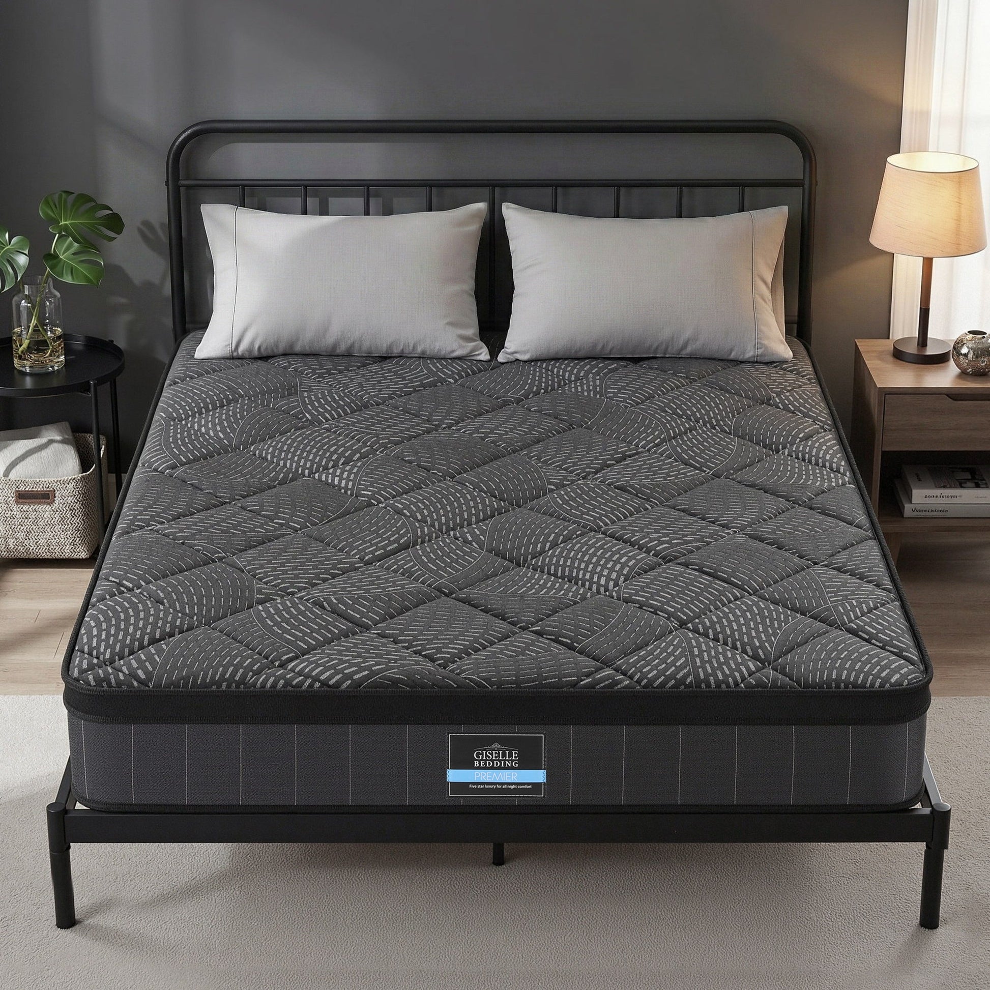 Giselle Bedding King Mattress 25cm Pocket Spring Latex Euro Top Medium Firm Bed MATTRESS-D-NOIR-25-K