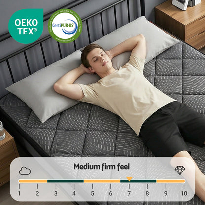Giselle Bedding King Mattress 25cm Pocket Spring Latex Euro Top Medium Firm Bed MATTRESS-D-NOIR-25-K