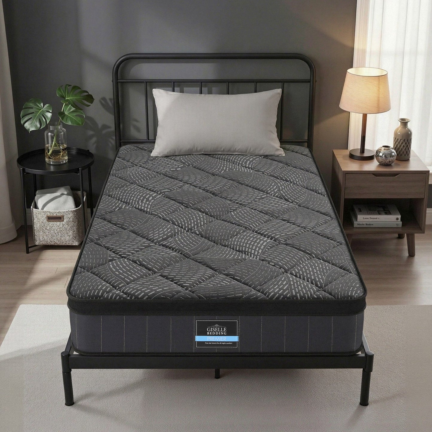 Giselle Bedding King Single Mattress 25cm Pocket Spring Latex Euro Top Medium Firm Bed MATTRESS-D-NOIR-25-KS