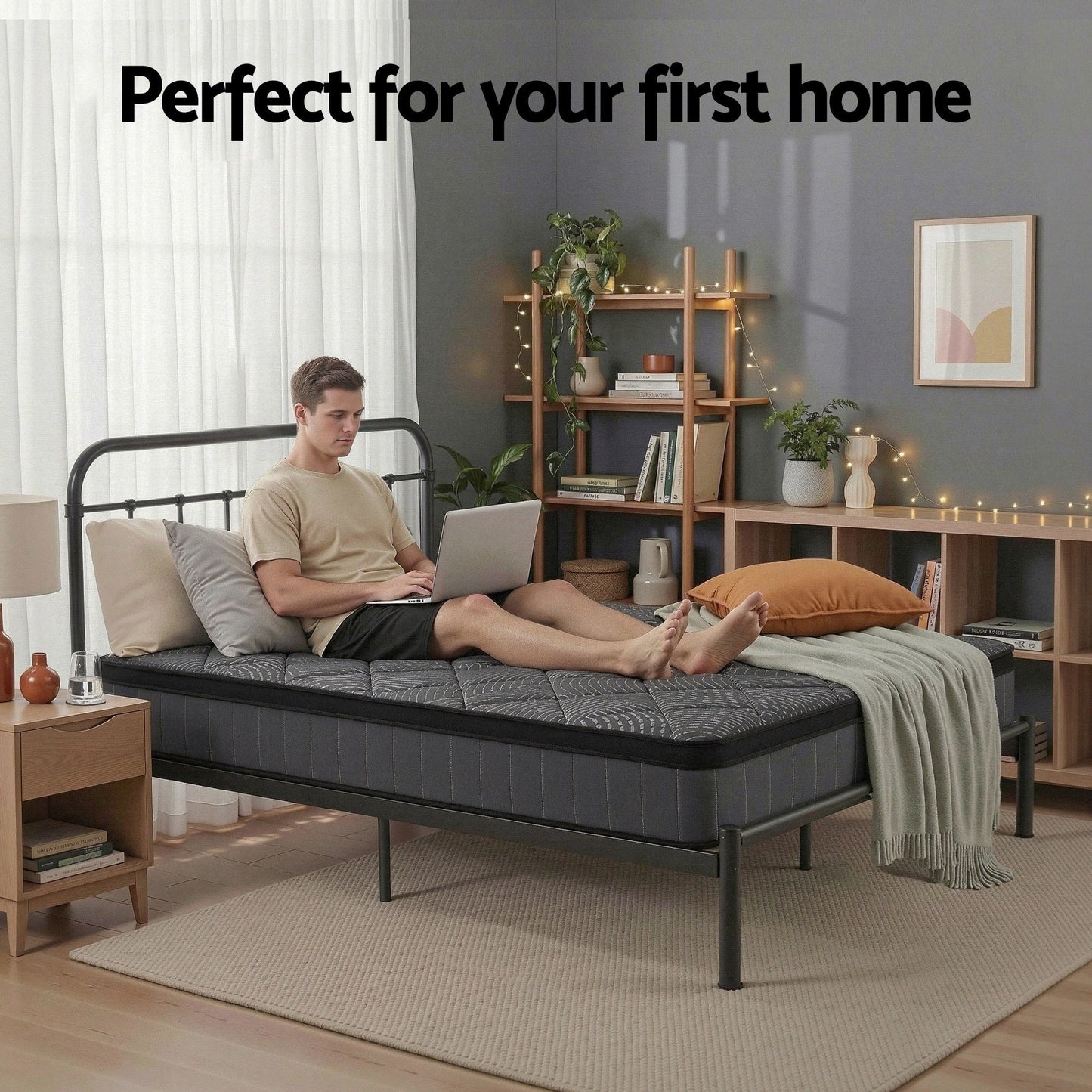 Giselle Bedding King Single Mattress 25cm Pocket Spring Latex Euro Top Medium Firm Bed MATTRESS-D-NOIR-25-KS