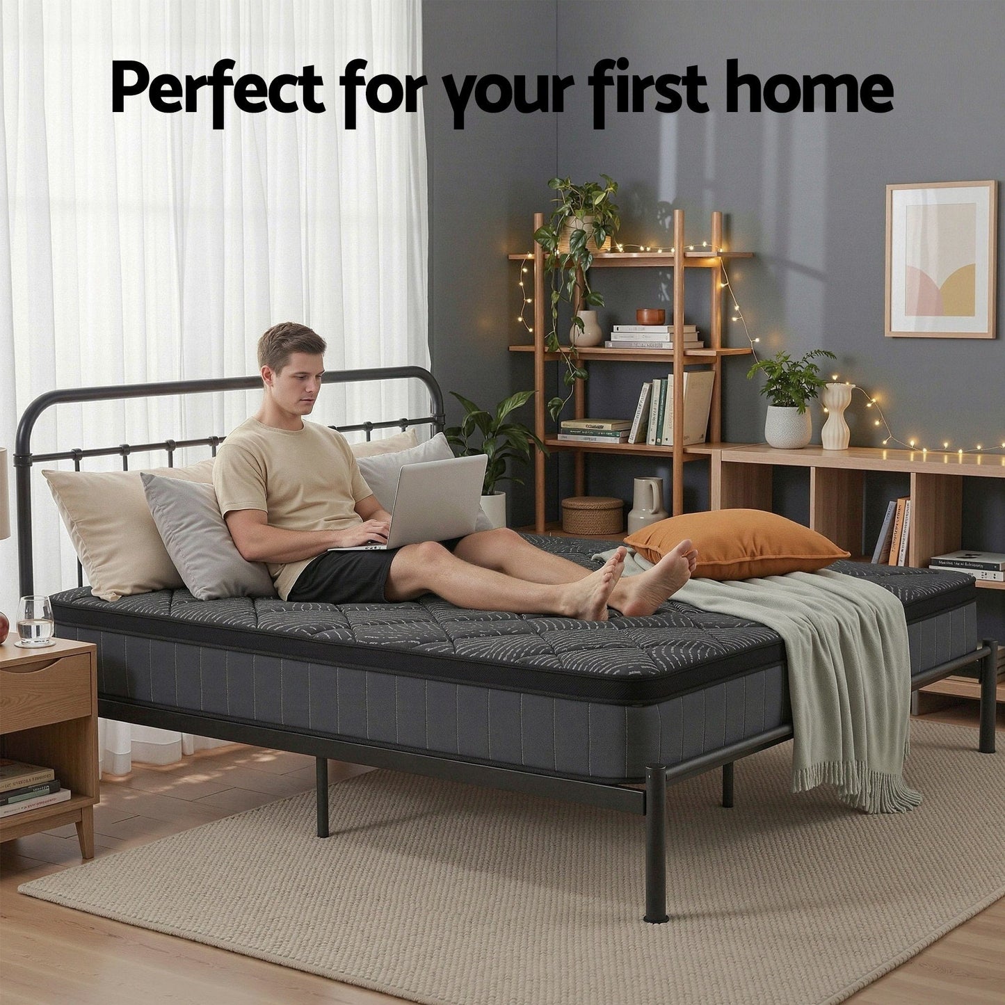 Giselle Bedding Queen Mattress 25cm Pocket Spring Latex Euro Top Medium Firm Bed MATTRESS-D-NOIR-25-Q