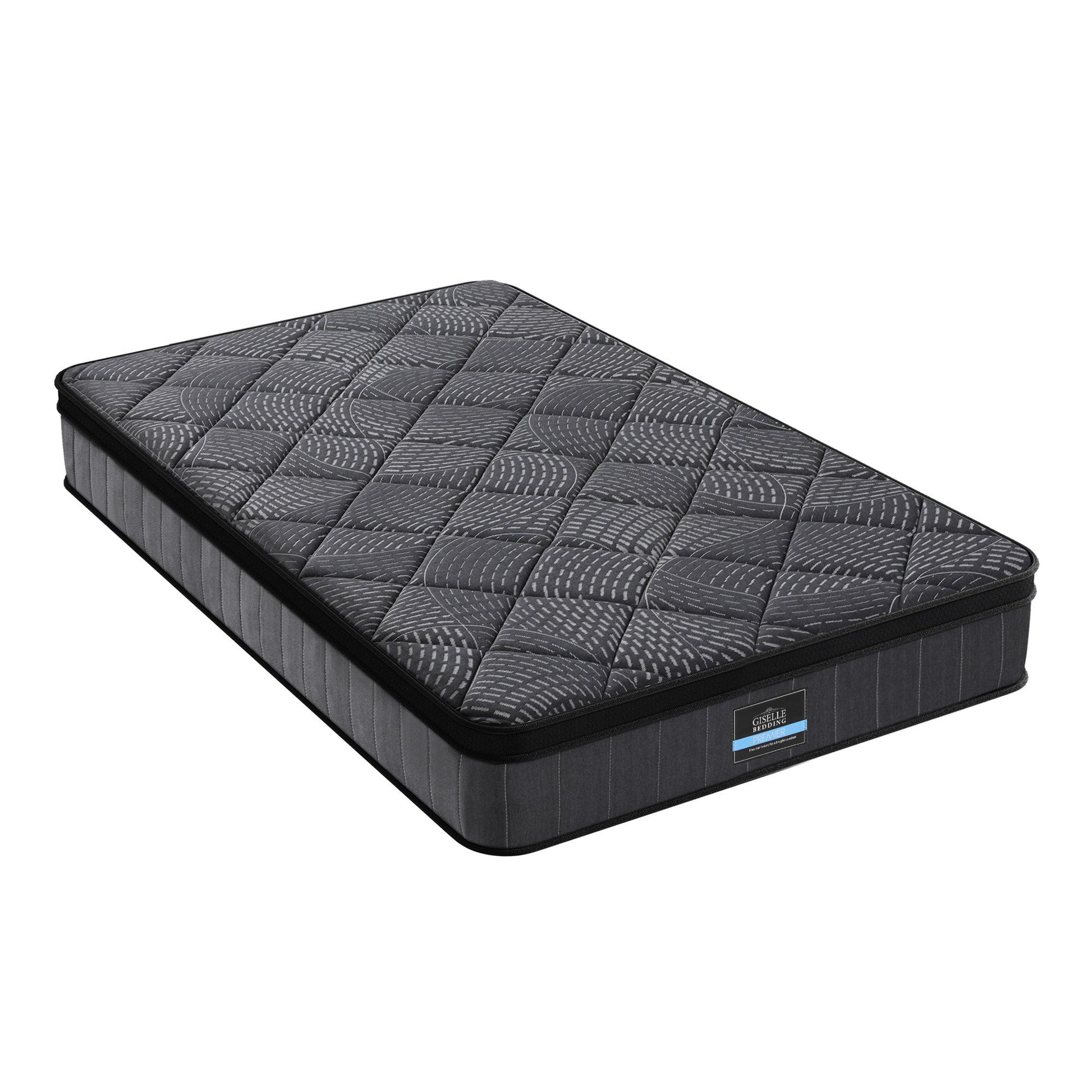 Giselle Bedding Single Mattress 25cm Pocket Spring Latex Euro Top Medium Firm Bed MATTRESS-D-NOIR-25-S