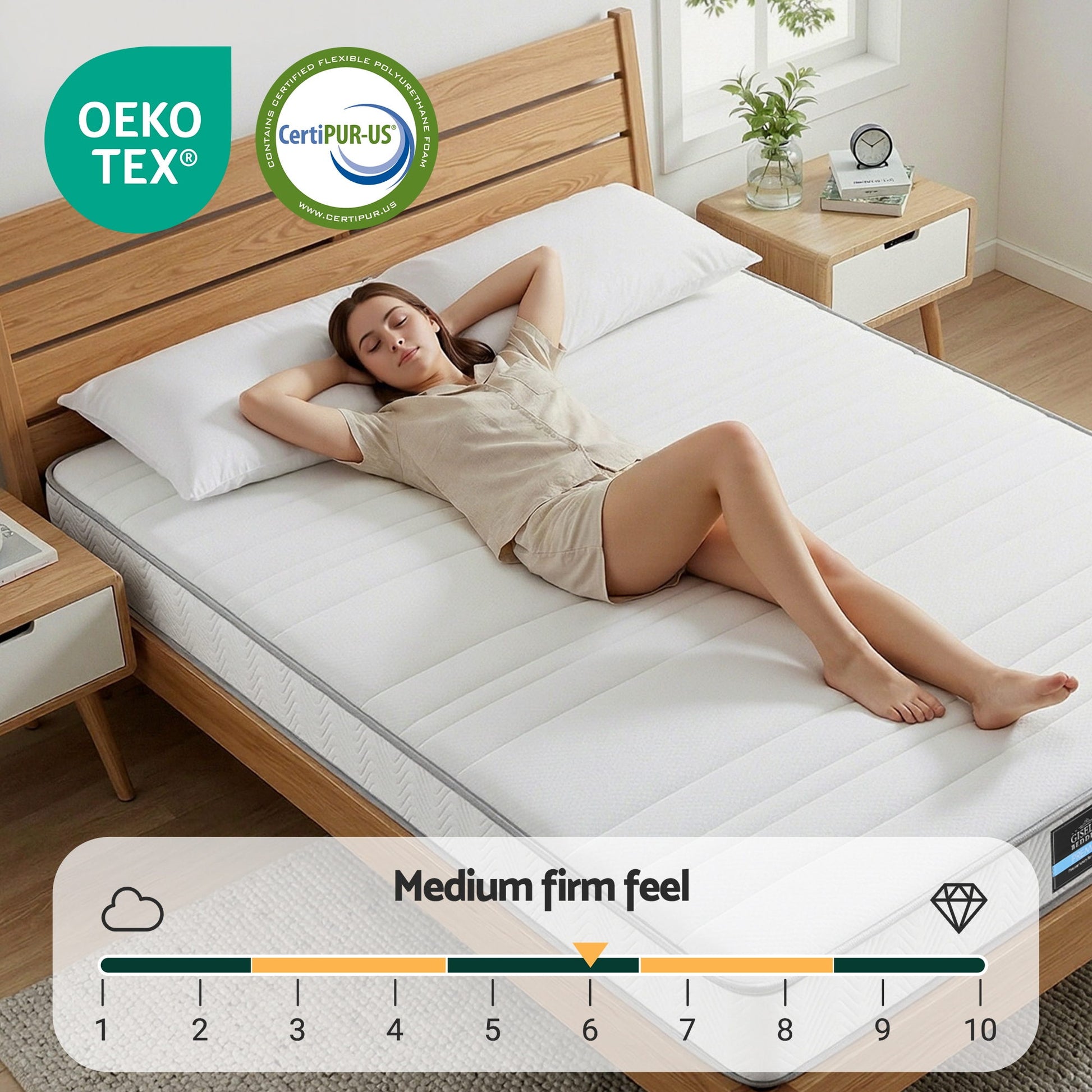 Giselle King Mattress 20cm with Reinforced Edge Support Egg-Crate Foam MATTRESS-D-PLAIN-20-K