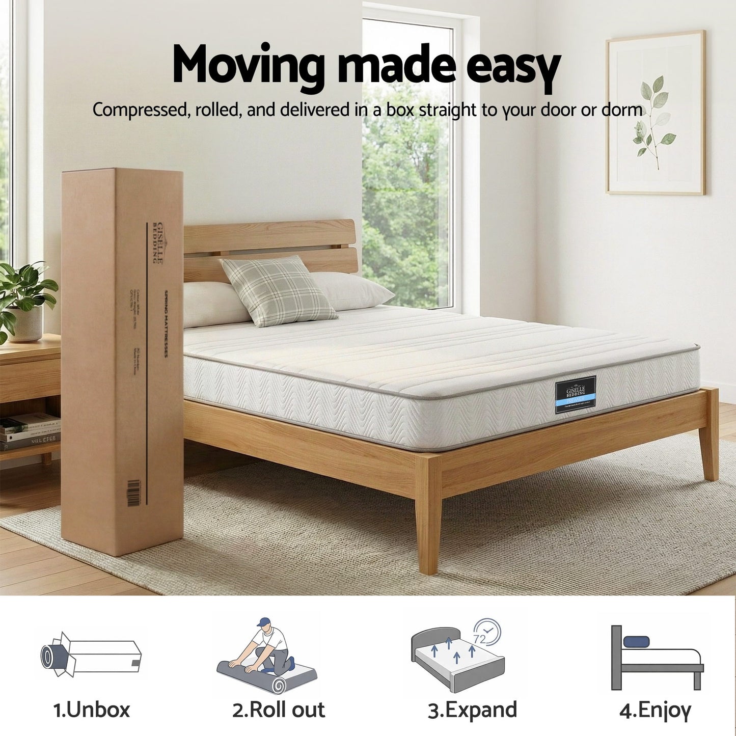 Giselle King Mattress 20cm with Reinforced Edge Support Egg-Crate Foam MATTRESS-D-PLAIN-20-K