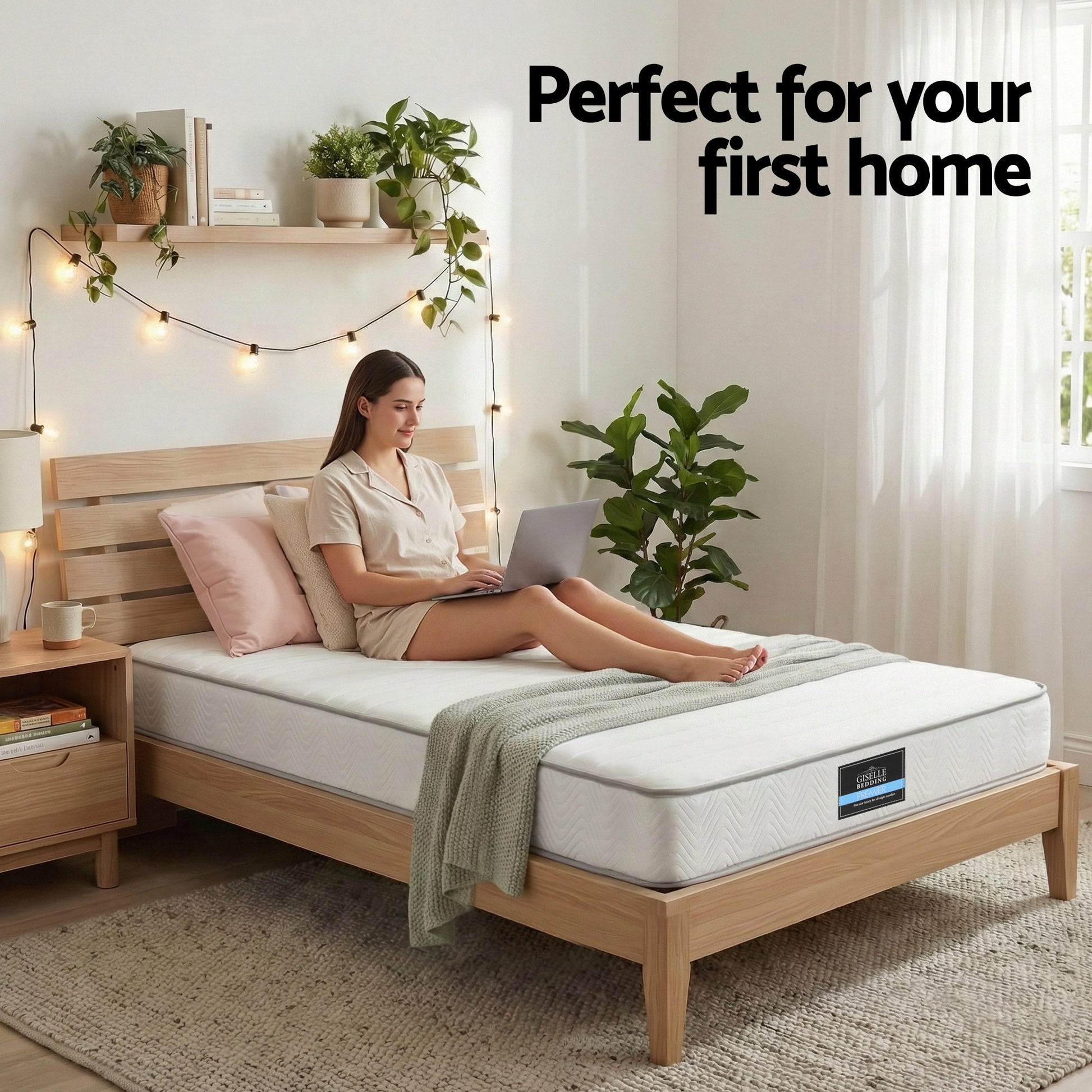 Giselle King Single Mattress 20cm with Reinforced Edge Support Egg-Crate Foam MATTRESS-D-PLAIN-20-KS