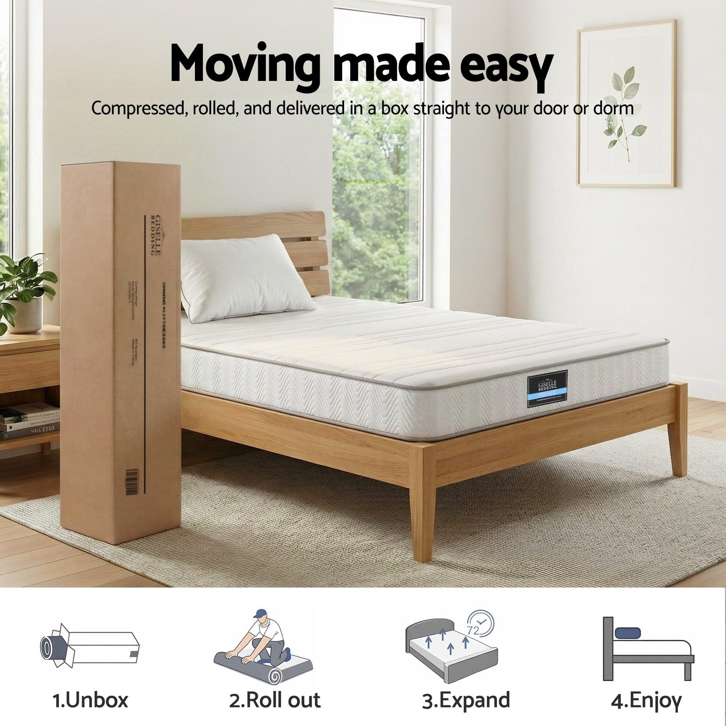 Giselle King Single Mattress 20cm with Reinforced Edge Support Egg-Crate Foam MATTRESS-D-PLAIN-20-KS