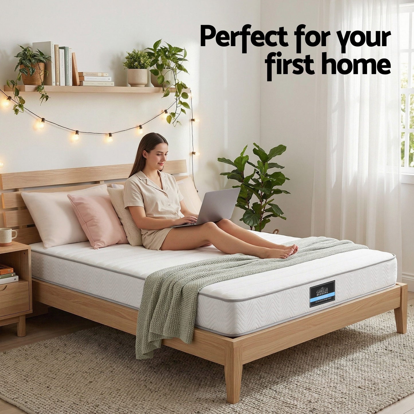 Giselle Queen Mattress 20cm with Reinforced Edge Support Egg-Crate Foam MATTRESS-D-PLAIN-20-Q