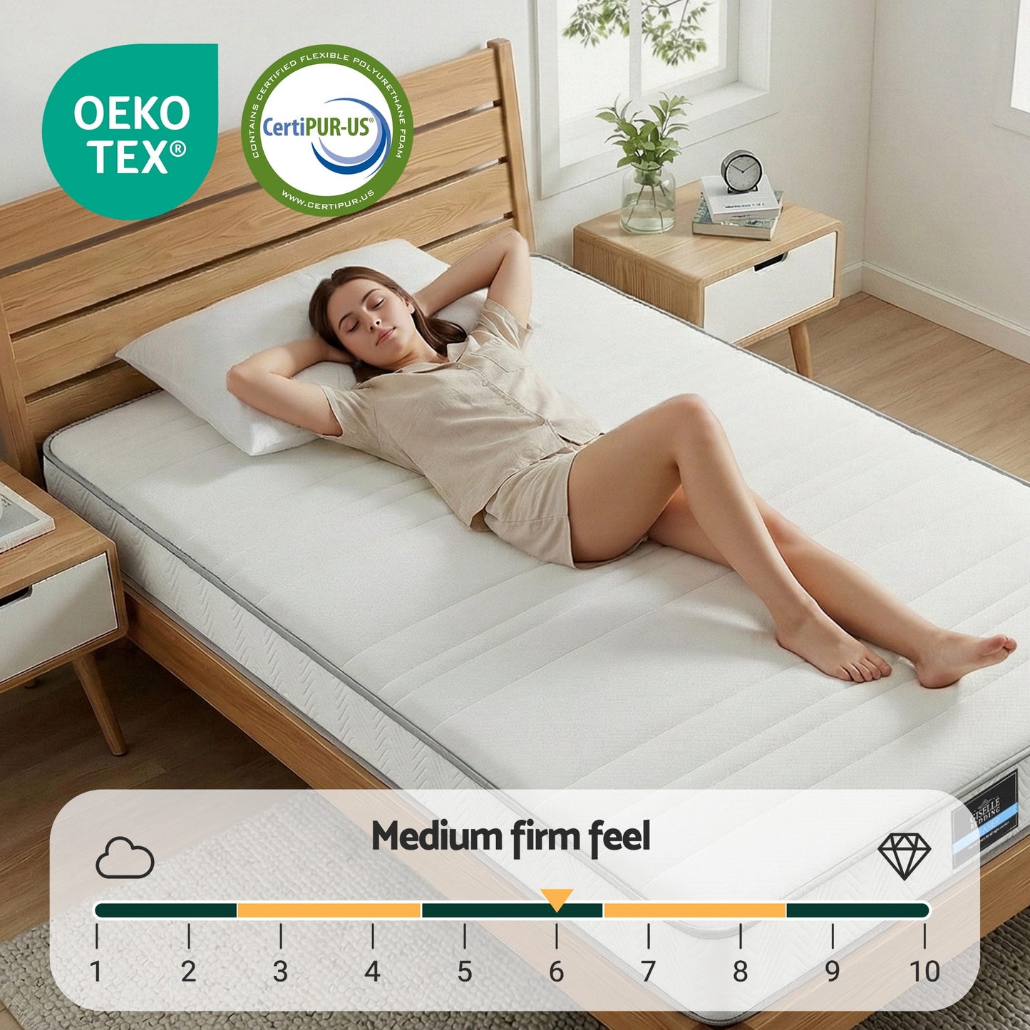 Giselle Single Mattress 20cm with Reinforced Edge Support Egg-Crate Foam MATTRESS-D-PLAIN-20-S