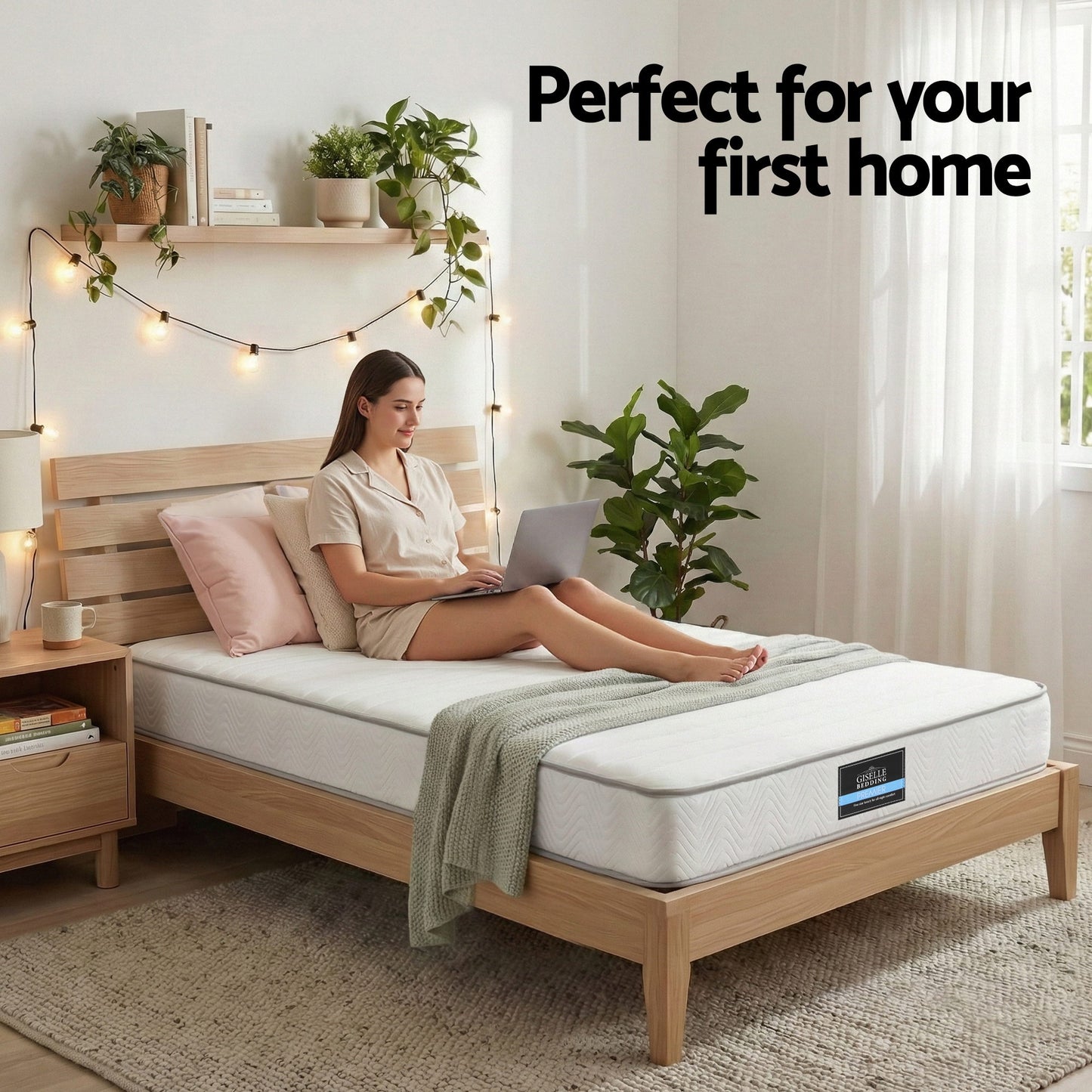 Giselle Single Mattress 20cm with Reinforced Edge Support Egg-Crate Foam MATTRESS-D-PLAIN-20-S
