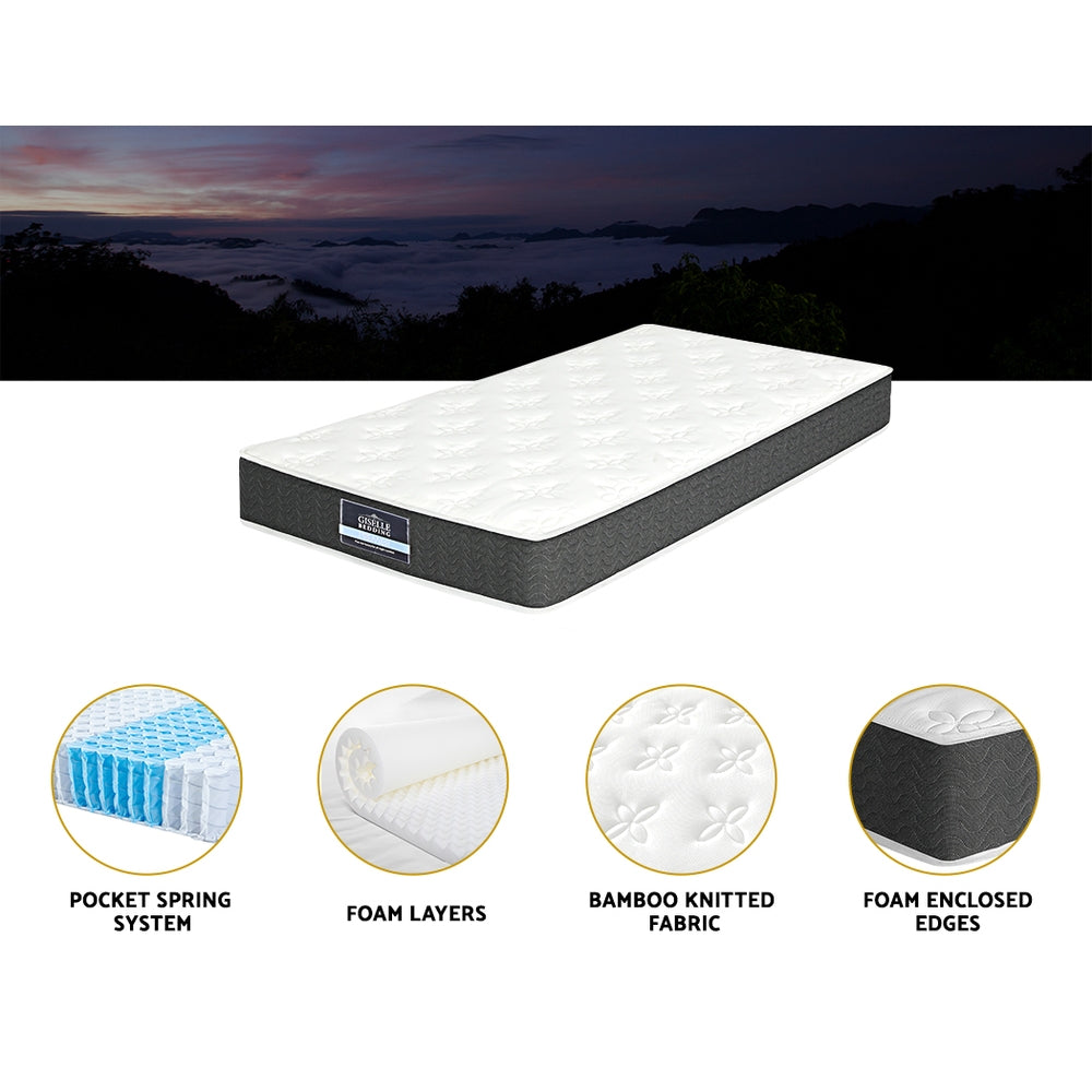 Giselle Bedding 18cm Mattress Medium Soft w/Pillows King Single MATTRESS-D-PLW-KS