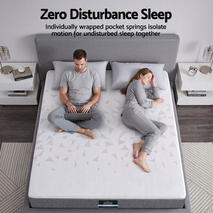 Giselle Bedding Double Mattress 23cm Pocket Spring Mattress with Adjustable Firmness Reversible Foam Layer MATTRESS-E-AERO-23-D