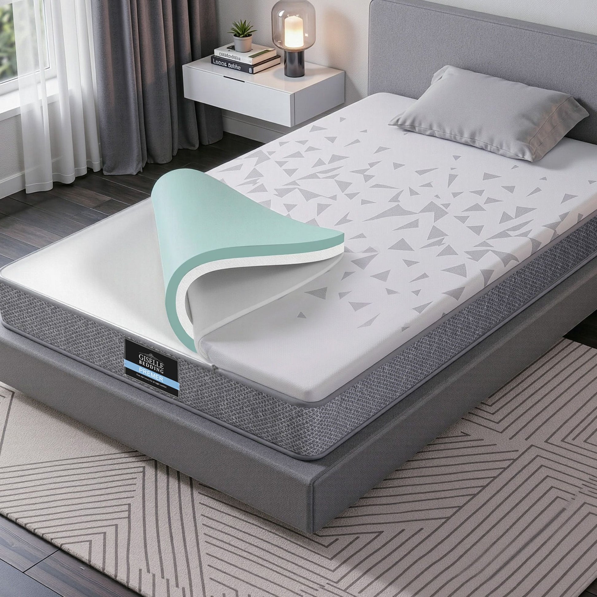 Giselle Bedding Single Mattress 23cm Pocket Spring Mattress with Adjustable Firmness Reversible Foam Layer MATTRESS-E-AERO-23-S