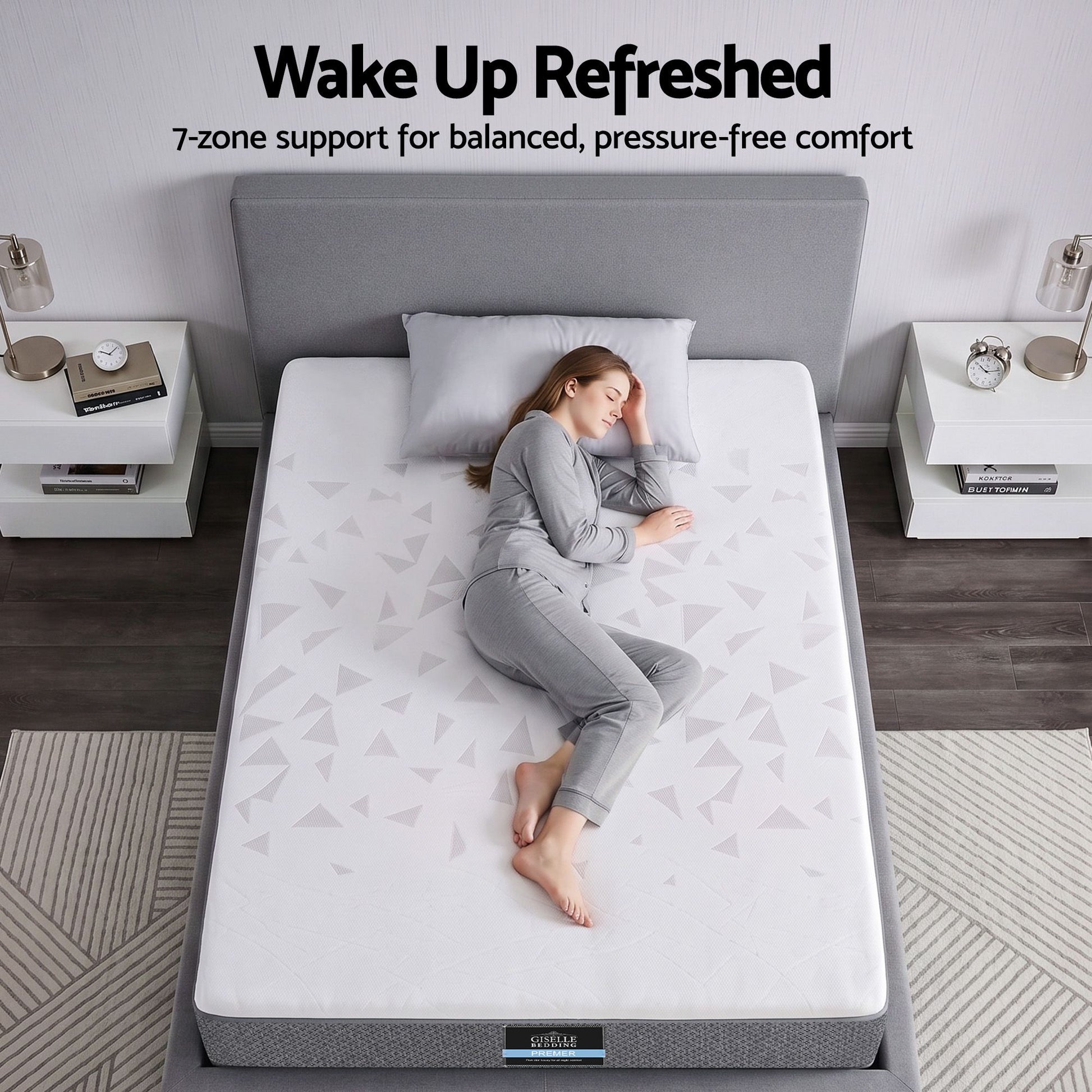 Giselle Bedding Single Mattress 23cm Pocket Spring Mattress with Adjustable Firmness Reversible Foam Layer MATTRESS-E-AERO-23-S