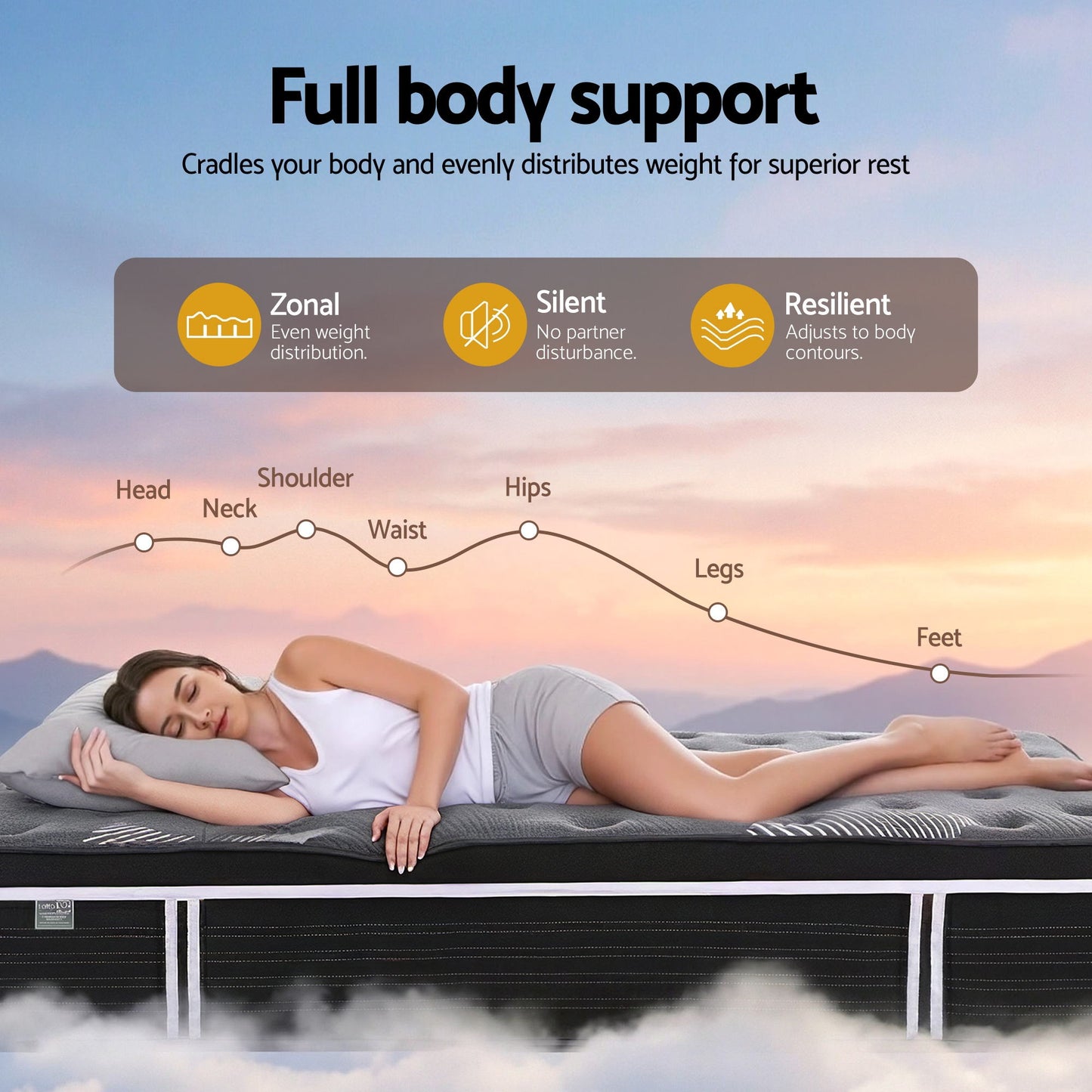 Giselle Bedding Double Mattress 35cm Euro Top with Graphene Cooling Comfort Medium Firm MATTRESS-E-ATLAS-35-D