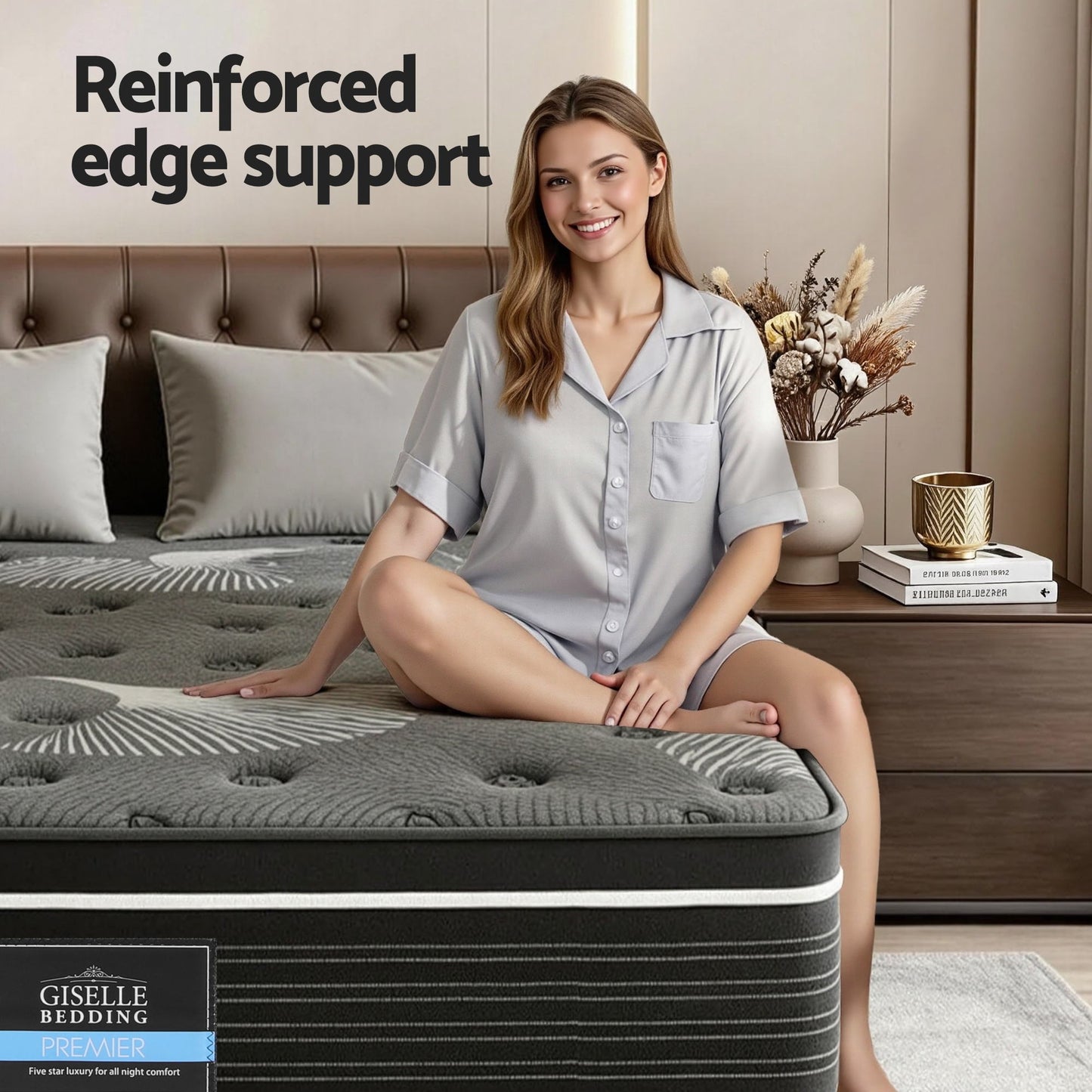 Giselle Bedding Double Mattress 35cm Euro Top with Graphene Cooling Comfort Medium Firm MATTRESS-E-ATLAS-35-D