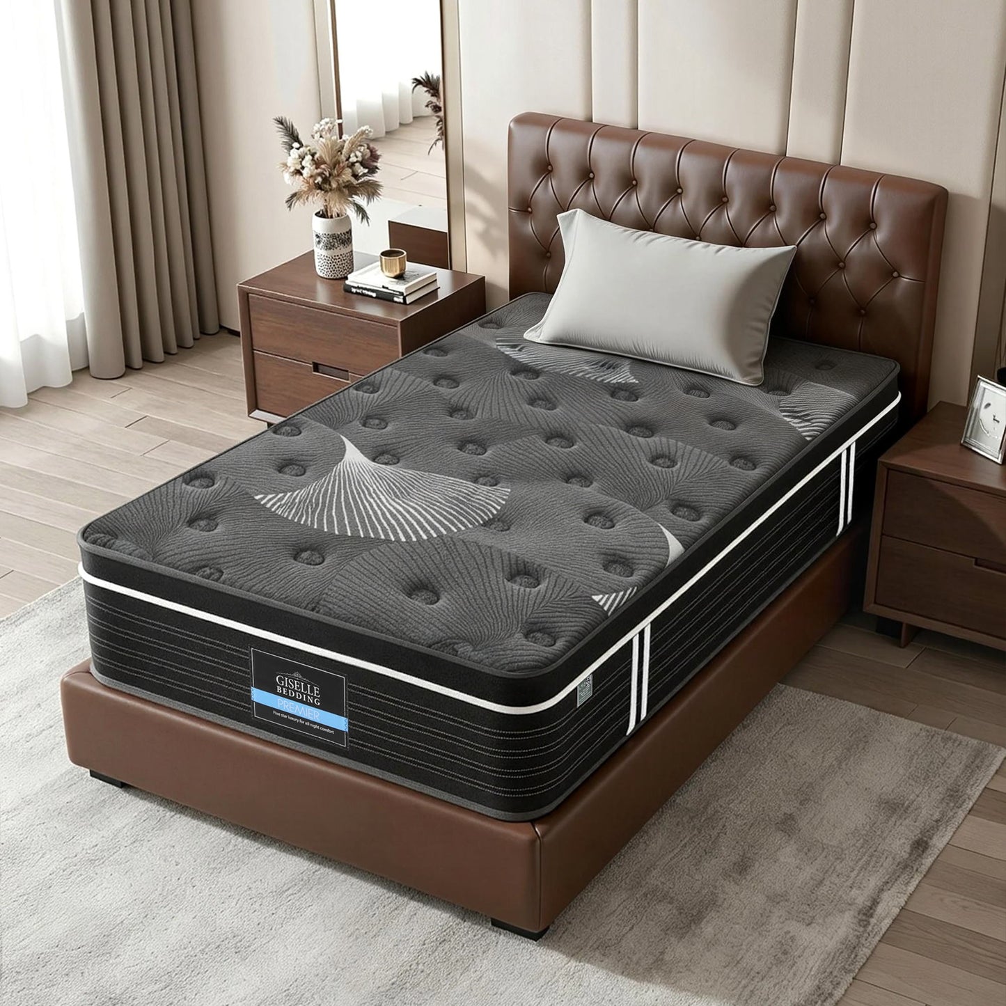 Giselle Bedding King Single Mattress 35cm Euro Top with Graphene Cooling Comfort Medium Firm MATTRESS-E-ATLAS-35-KS