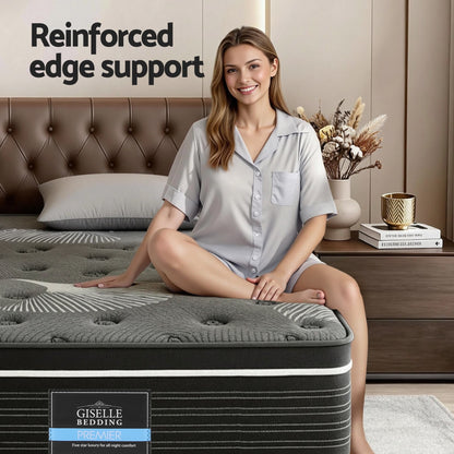 Giselle Bedding King Single Mattress 35cm Euro Top with Graphene Cooling Comfort Medium Firm MATTRESS-E-ATLAS-35-KS