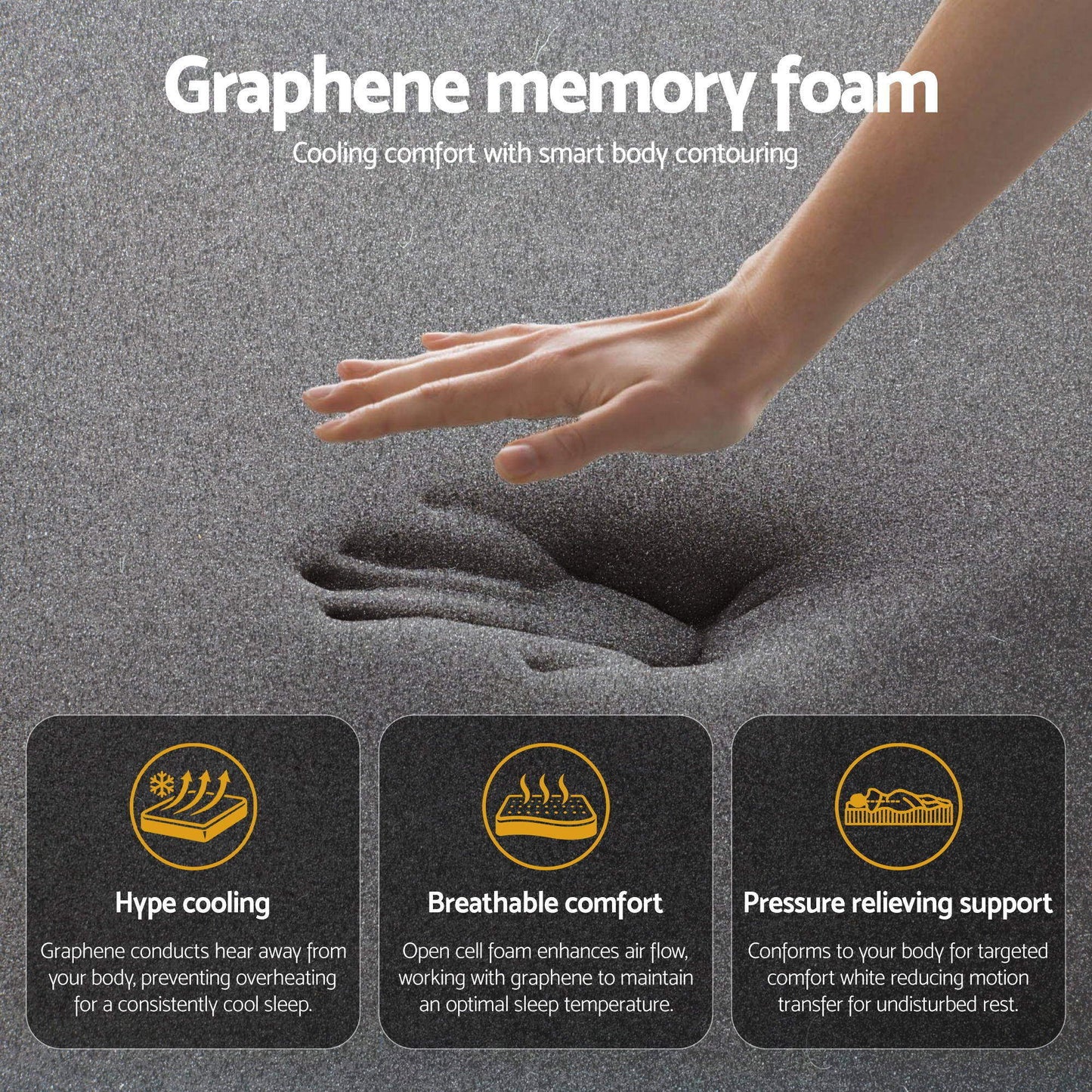 Giselle Bedding Queen Mattress 35cm Euro Top with Graphene Cooling Comfort Medium Firm MATTRESS-E-ATLAS-35-Q