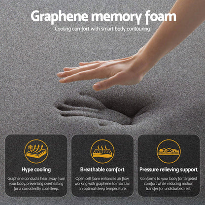 Giselle Bedding Single Mattress 35cm Euro Top with Graphene Cooling Comfort Medium Firm MATTRESS-E-ATLAS-35-S