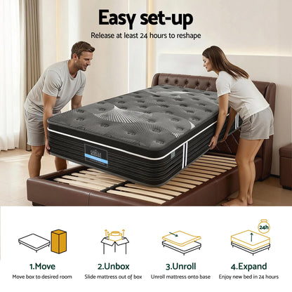 Giselle Bedding Single Mattress 35cm Euro Top with Graphene Cooling Comfort Medium Firm MATTRESS-E-ATLAS-35-S