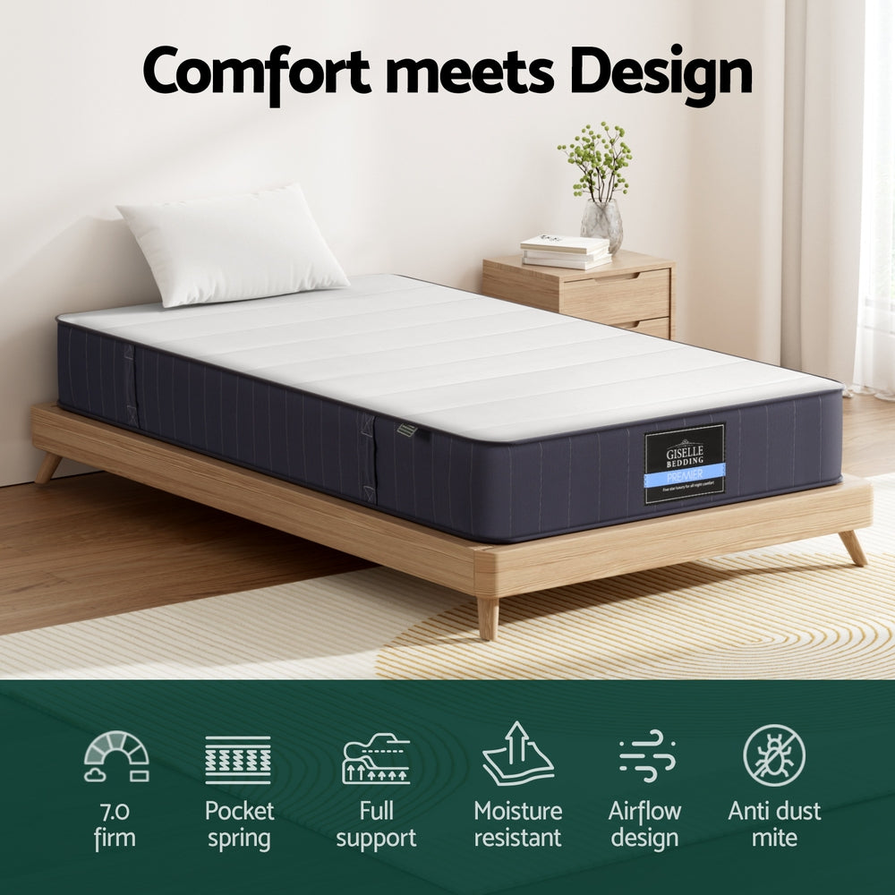 20cm Giselle Mattress King Single Bed Pocket Spring Mattresses MATTRESS-E-CLOUD-20-KS