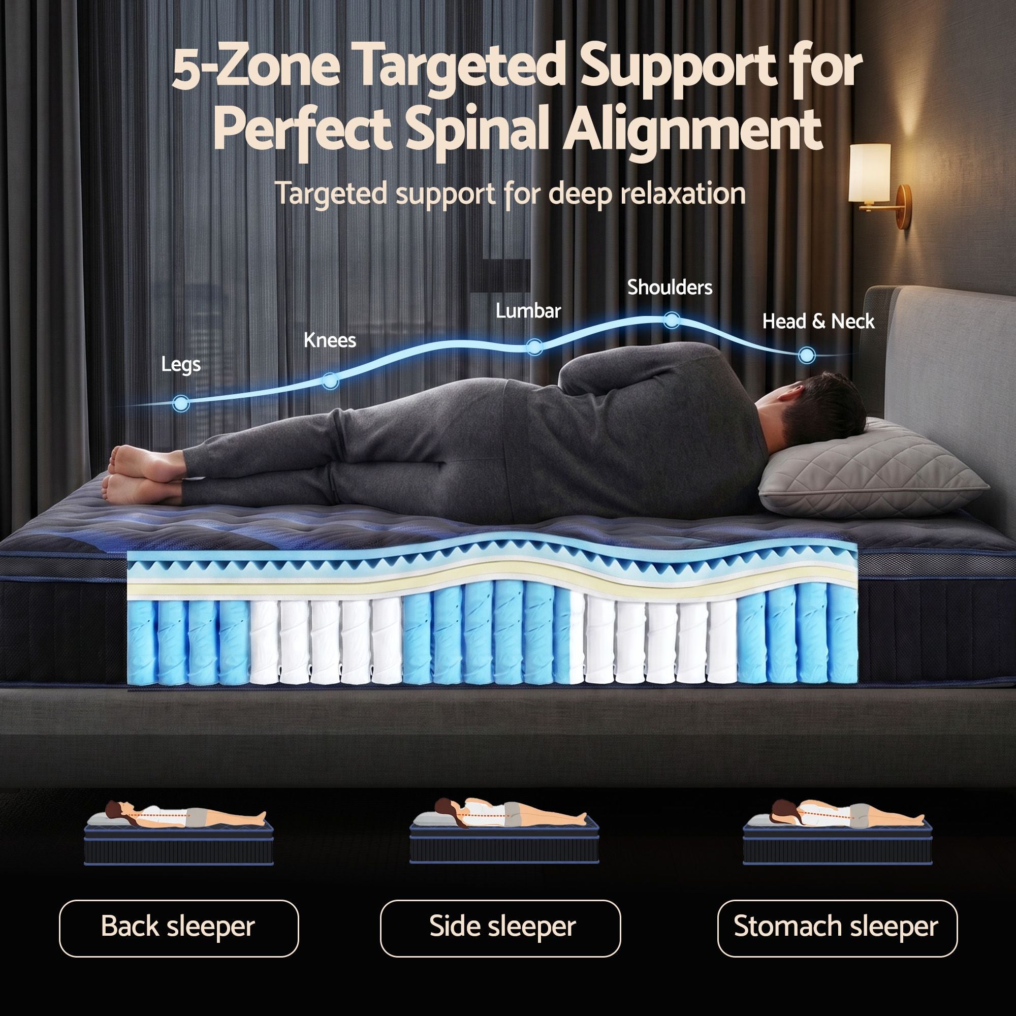 Giselle 34cm Single Hybrid Mattress with Cooling Gel Memory Foam and Edge Support