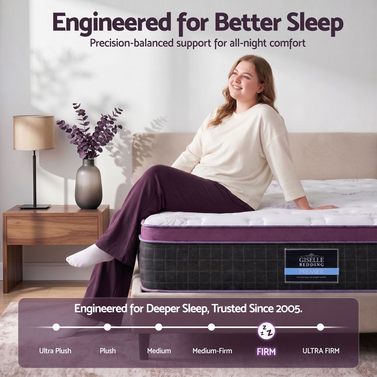 Giselle Double Euro Top Mattress Firm Pocket Spring Edge Support