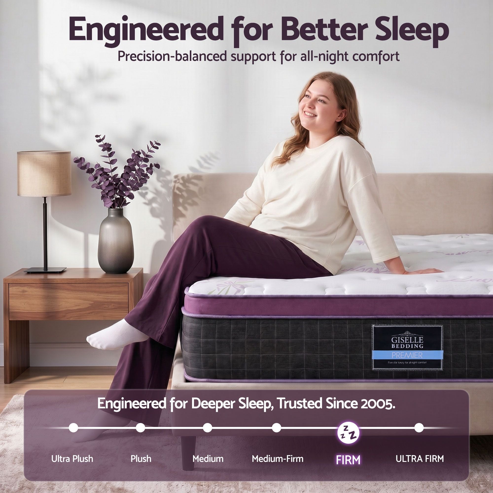 Giselle Double Euro Top Mattress Firm Pocket Spring Edge Support
