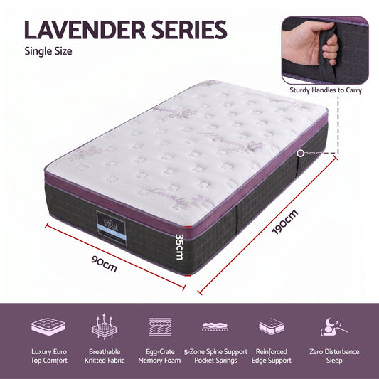 Giselle Single Euro Top Mattress Firm Pocket Spring Edge Support