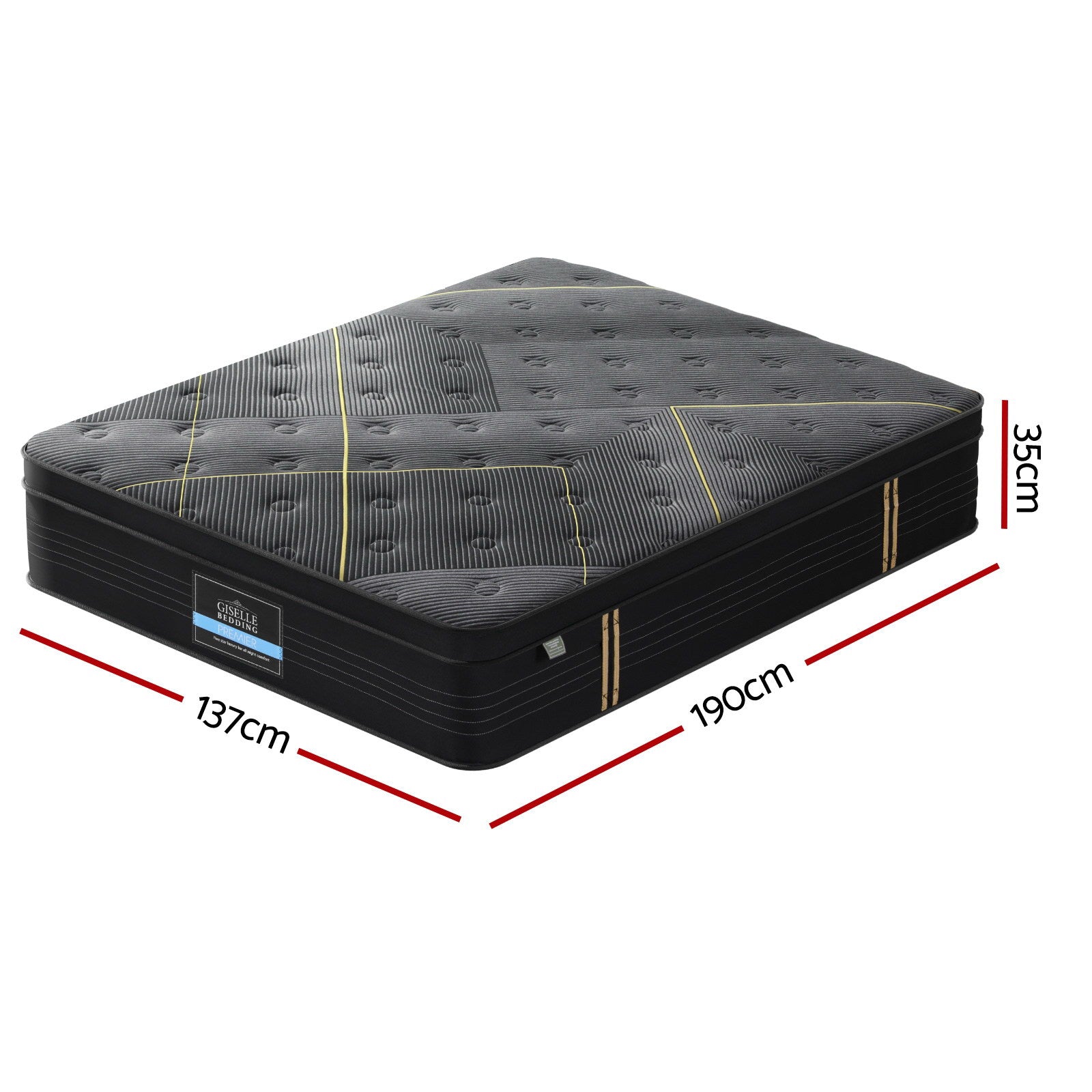 35cm Giselle Mattress Double Bed Bamboo Pocket Firm Foam MATTRESS-E-MIDNIGHT-35-D