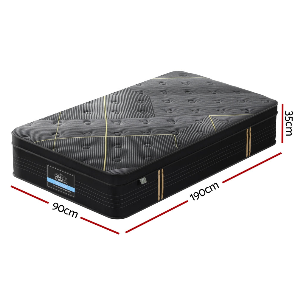 35cm Giselle Mattress Single Bed Bamboo Pocket Firm Foam MATTRESS-E-MIDNIGHT-35-S