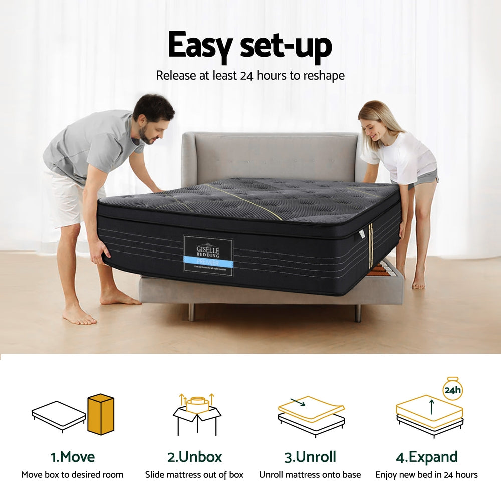 35cm Giselle Mattress Single Bed Bamboo Pocket Firm Foam MATTRESS-E-MIDNIGHT-35-S