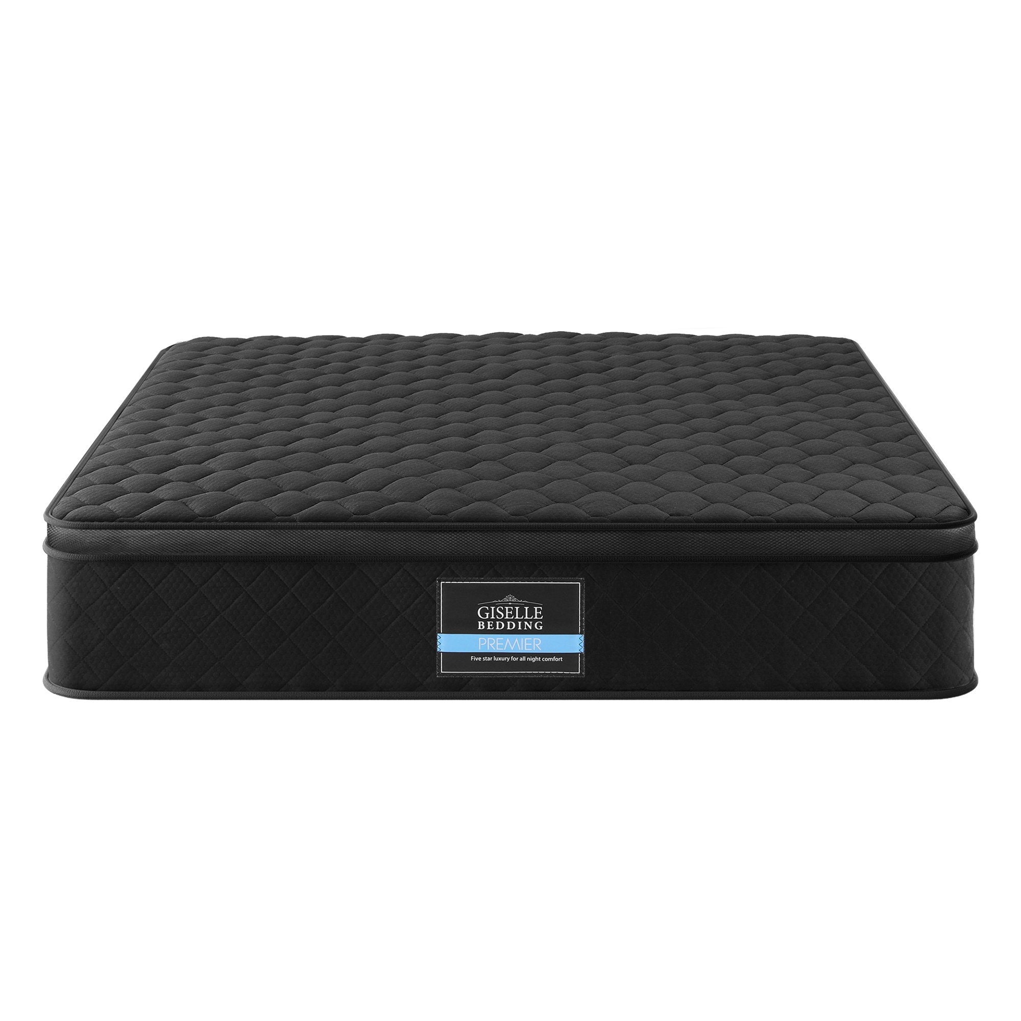 Giselle Bedding King Mattress 34cm Euro Top with 5-Zone Pocket Spring Support Black MATTRESS-E-MUSE-34-K