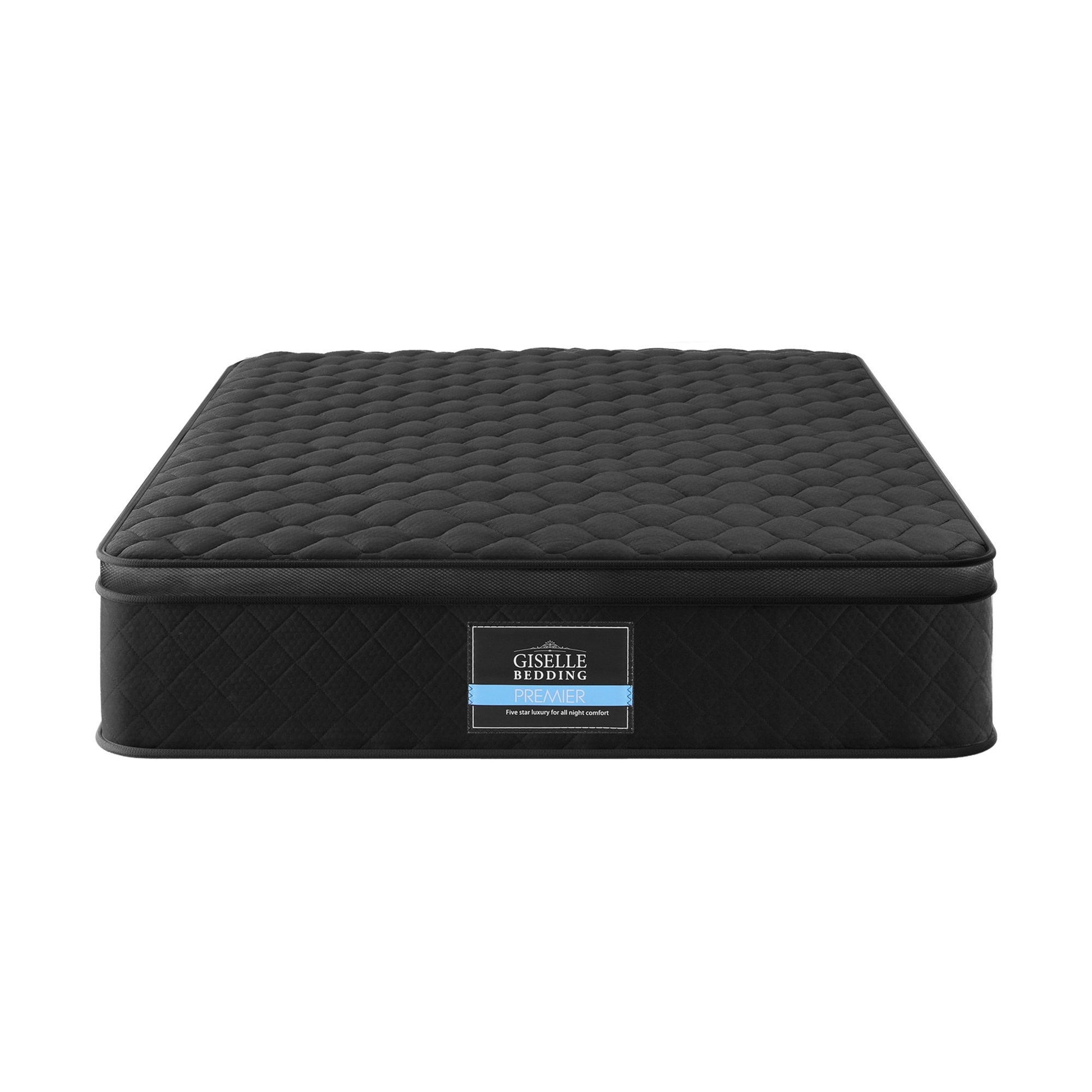 Giselle Bedding King Single Mattress 34cm Euro Top with 5-Zone Pocket Spring Support Black MATTRESS-E-MUSE-34-KS