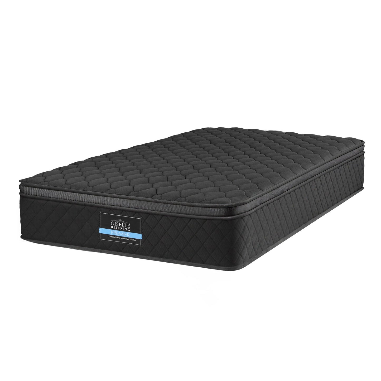 Giselle Bedding King Single Mattress 34cm Euro Top with 5-Zone Pocket Spring Support Black MATTRESS-E-MUSE-34-KS