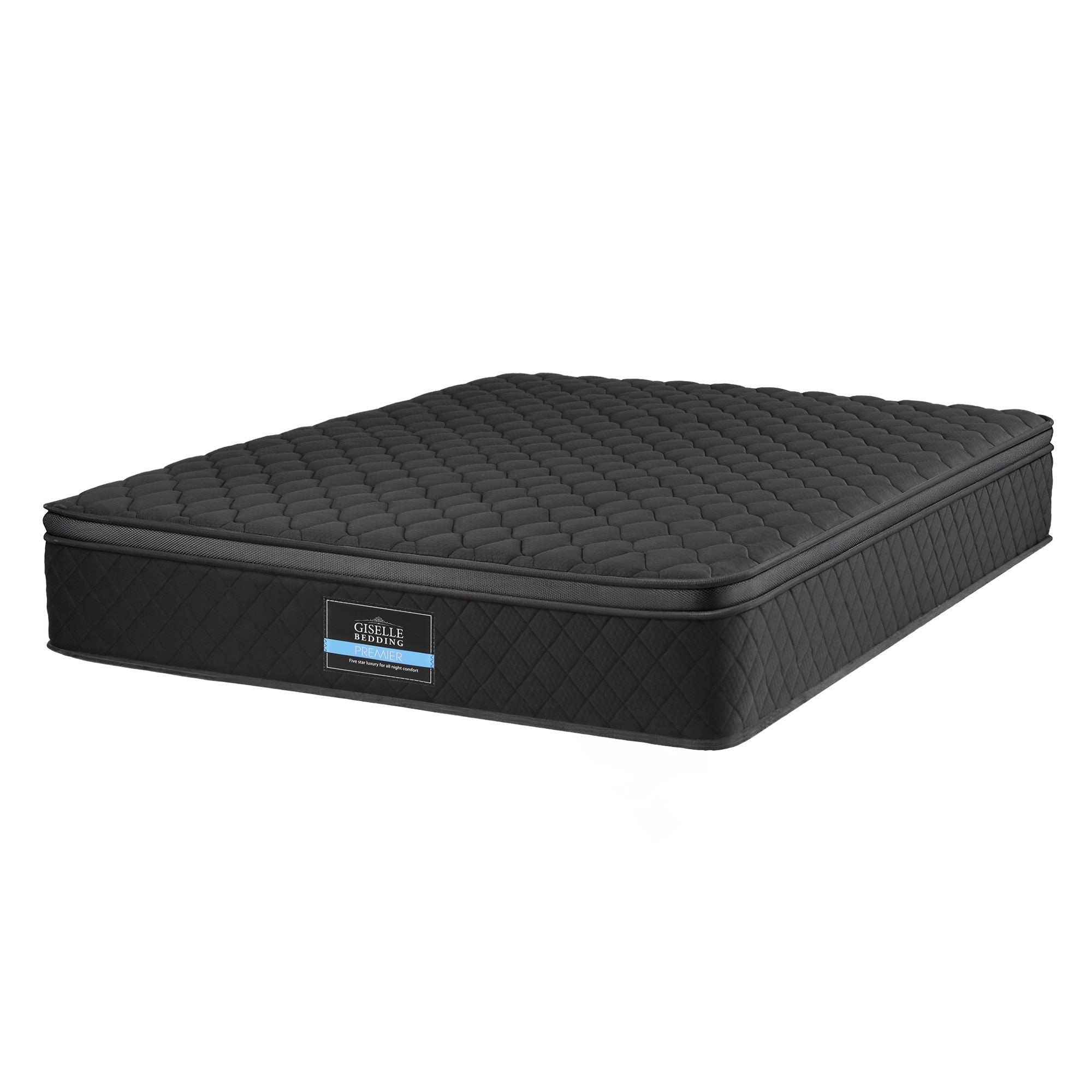 Giselle Bedding Queen Mattress 34cm Euro Top with 5-Zone Pocket Spring Support Black MATTRESS-E-MUSE-34-Q