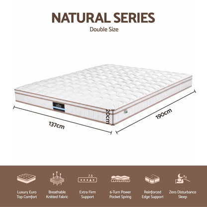 Giselle 20cm Firm Double Mattress Pocket Spring for Bedroom or Guest Room